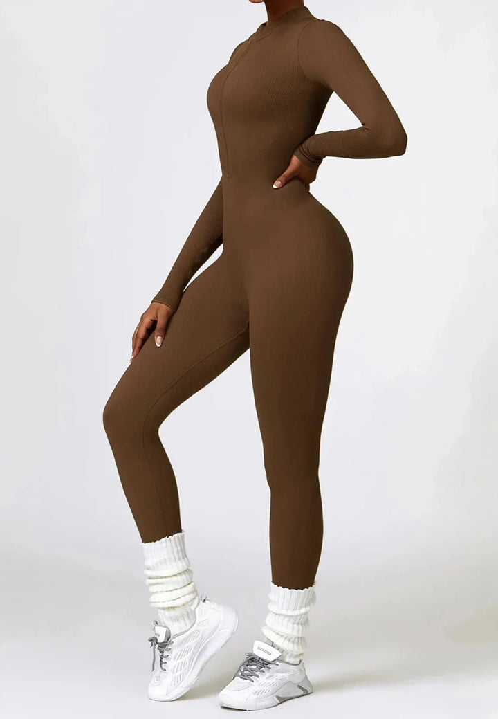 Serenity Blend Ribbed Zip-Up Jumpsuit