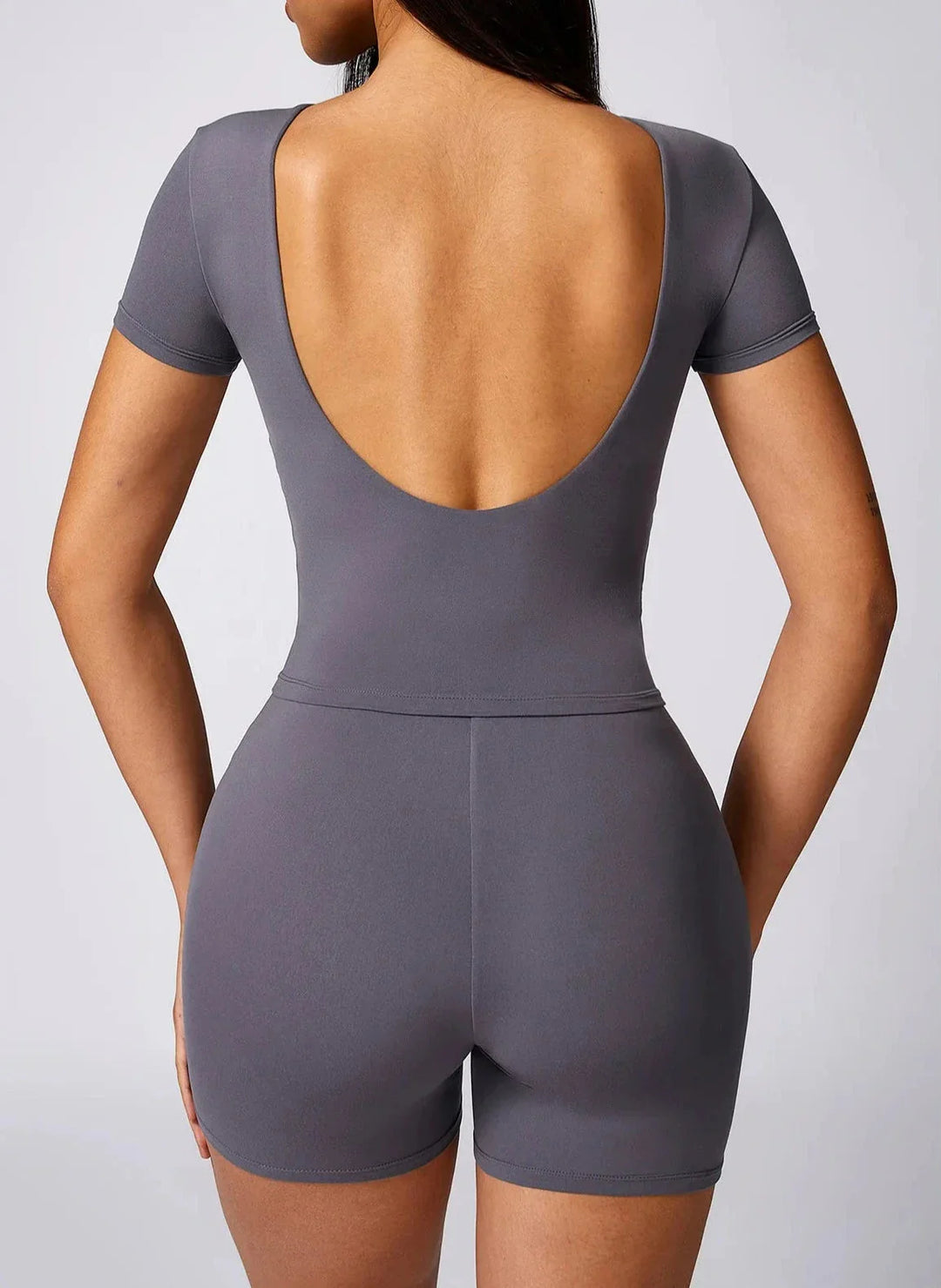 Foxy Backless Workout Duo - Stylish Top & Shorts Set
