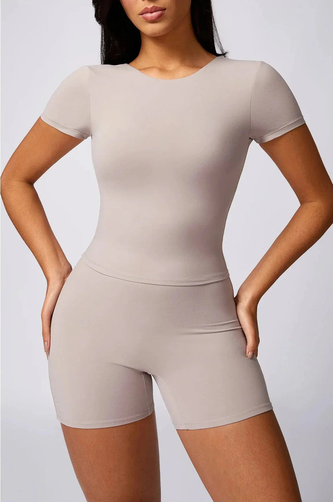 Foxy Backless Workout Duo - Stylish Top & Shorts Set