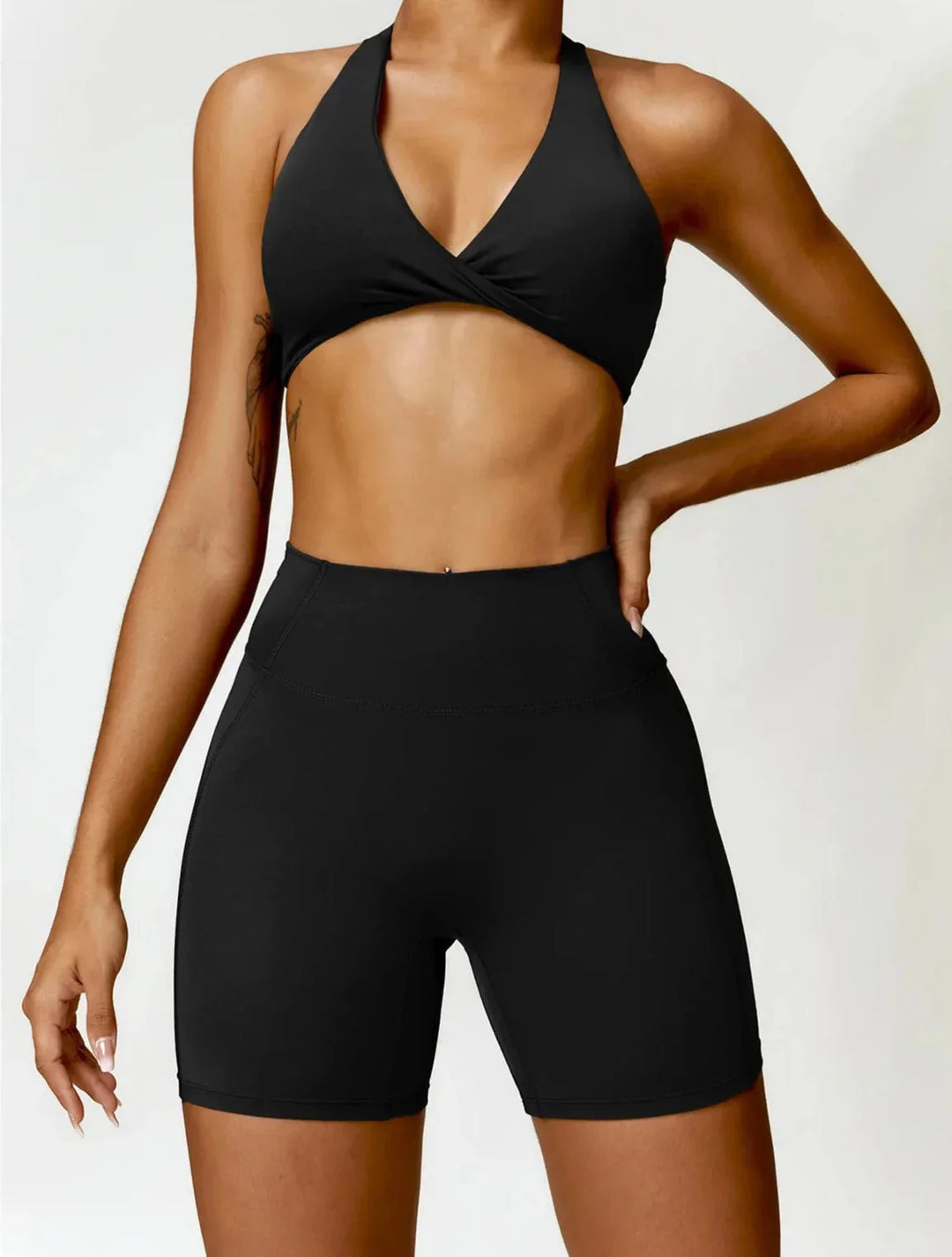 Chic Elegance Yoga Ensemble - Stylish Shorts and Top Set
