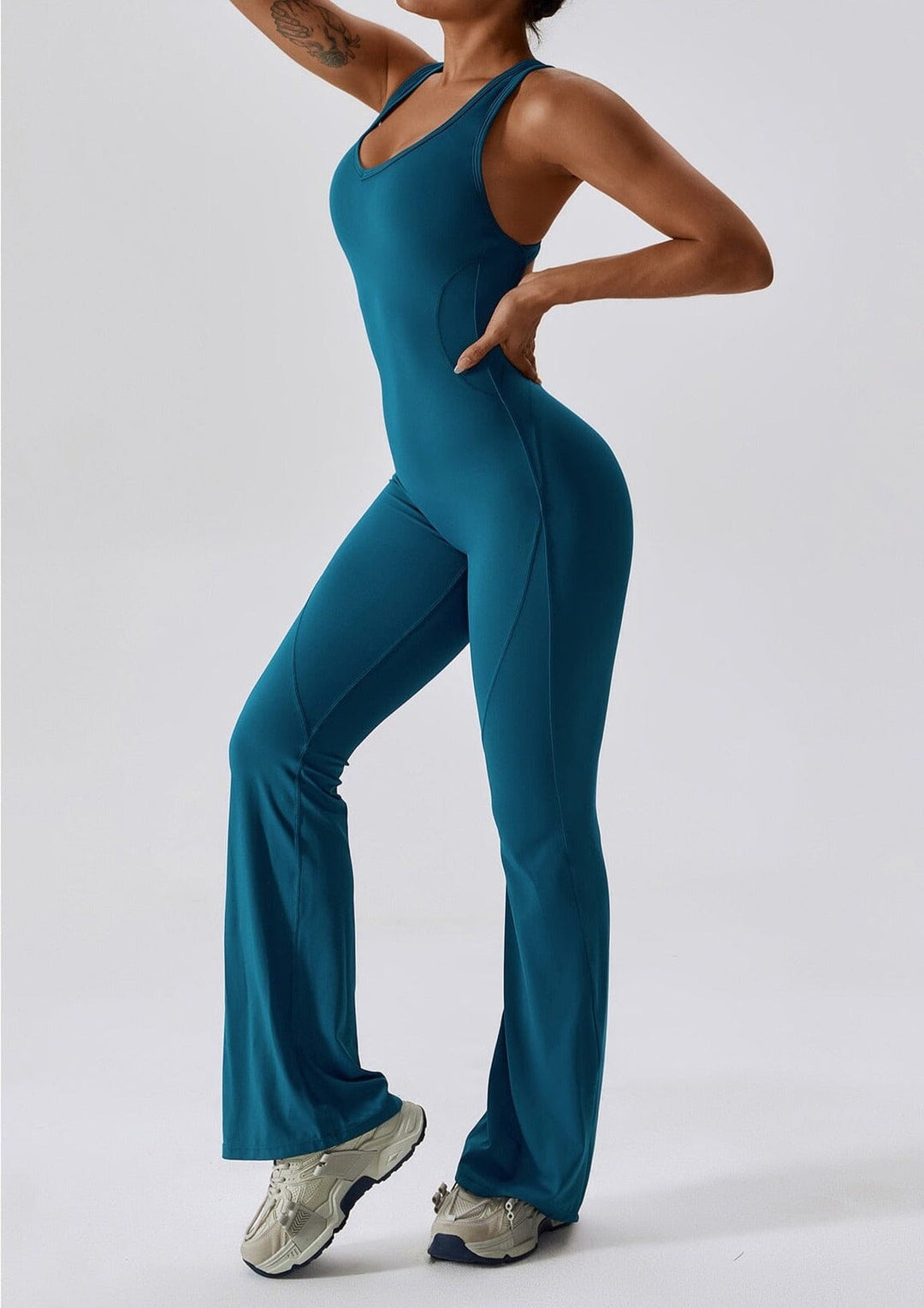 Chic Flared Backless Bodysuit for Effortless Style