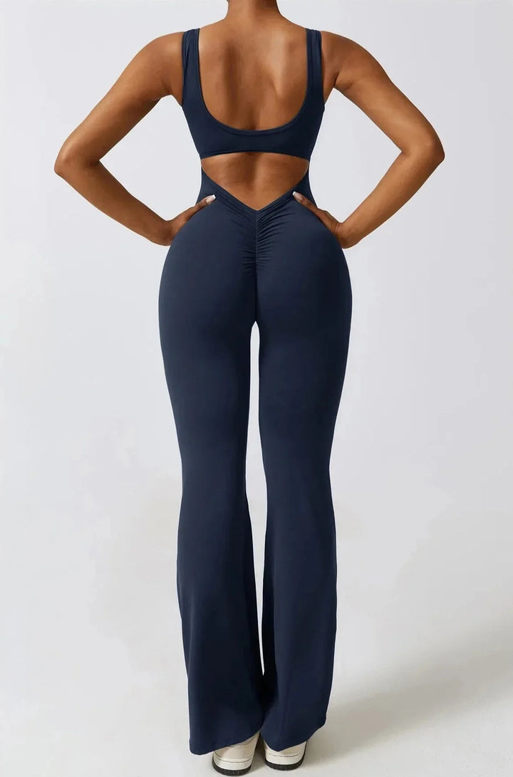 Elegant Hollow Back Jumpsuit with Stunning Imprint Design