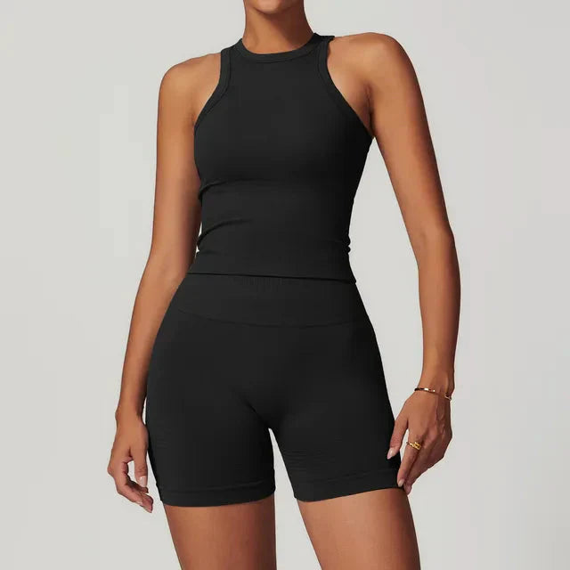 Elevate Your Workout: Momentum Seamless Racerback Gym Set with Shorts and Top