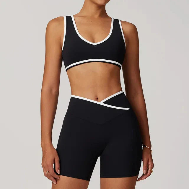 Elevate Your Workout: Myriad Step Up Gym Set with Stylish Shorts and Supportive Bra