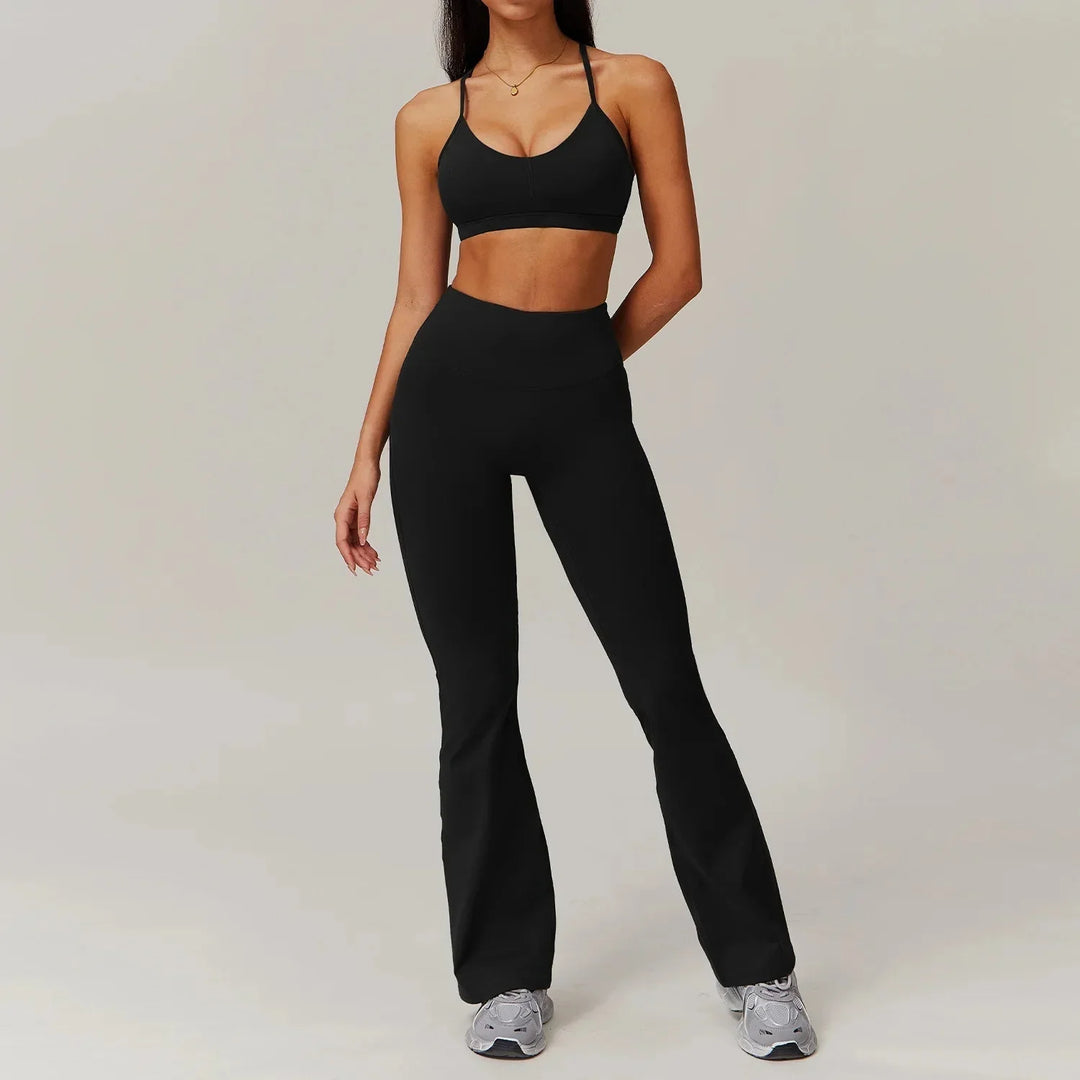 Elevate Your Workout: Stylish Flared Gym Set with Leggings and Top