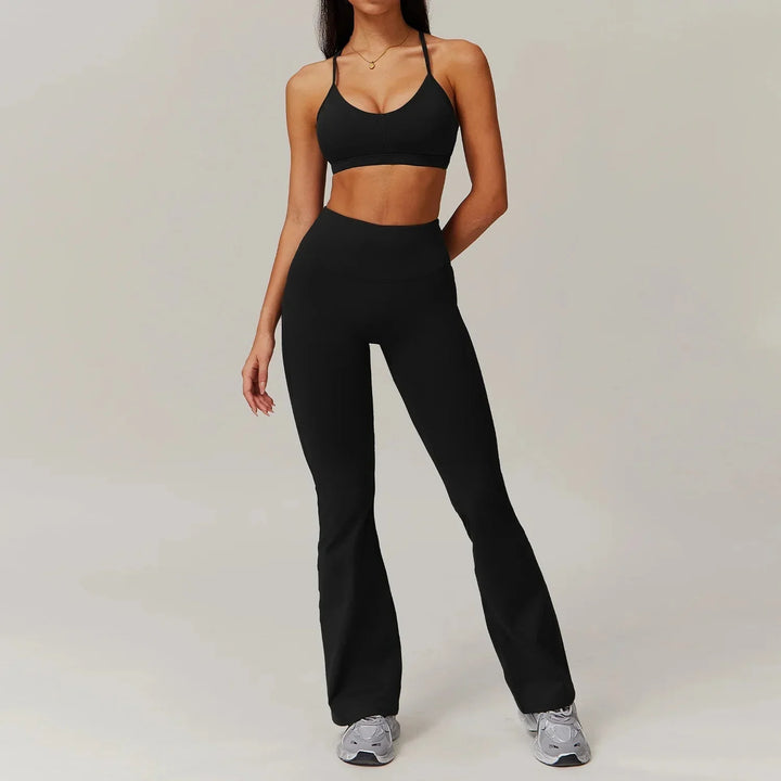 Elevate Your Workout: Stylish Flared Gym Set with Leggings and Top