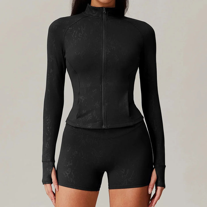 Elevate Your Workout: Coordinated Gym Set with Stylish Shorts and Jacket