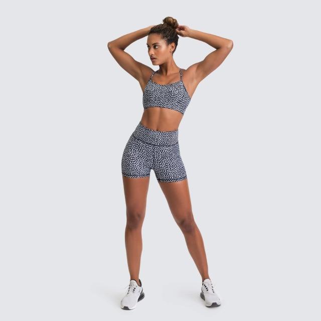 Chic Speckle Gym Set - Stylish Tops & Shorts Combo