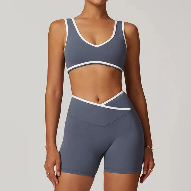Elevate Your Workout: Myriad Step Up Gym Set with Stylish Shorts and Supportive Bra