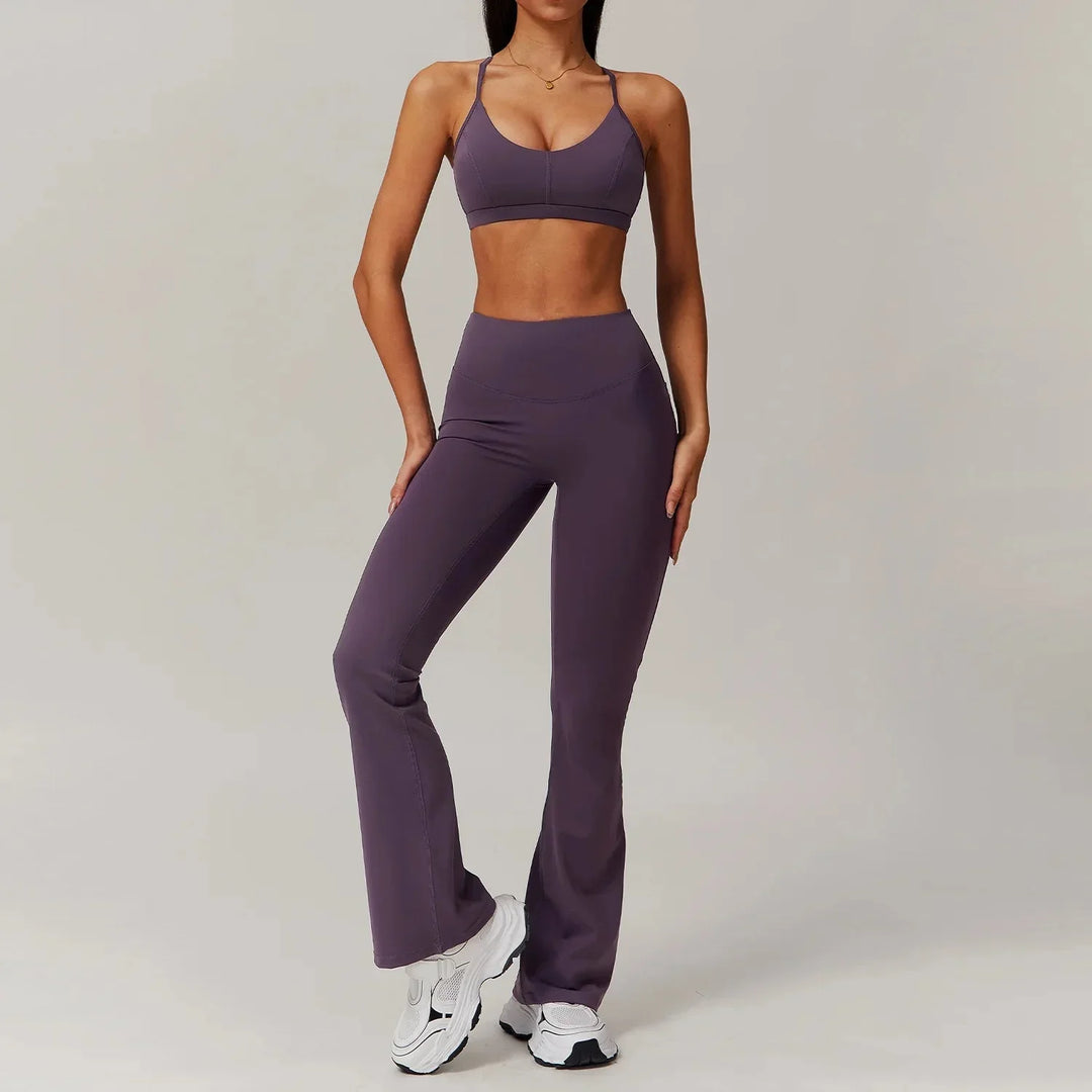 Elevate Your Workout: Stylish Flared Gym Set with Leggings and Top