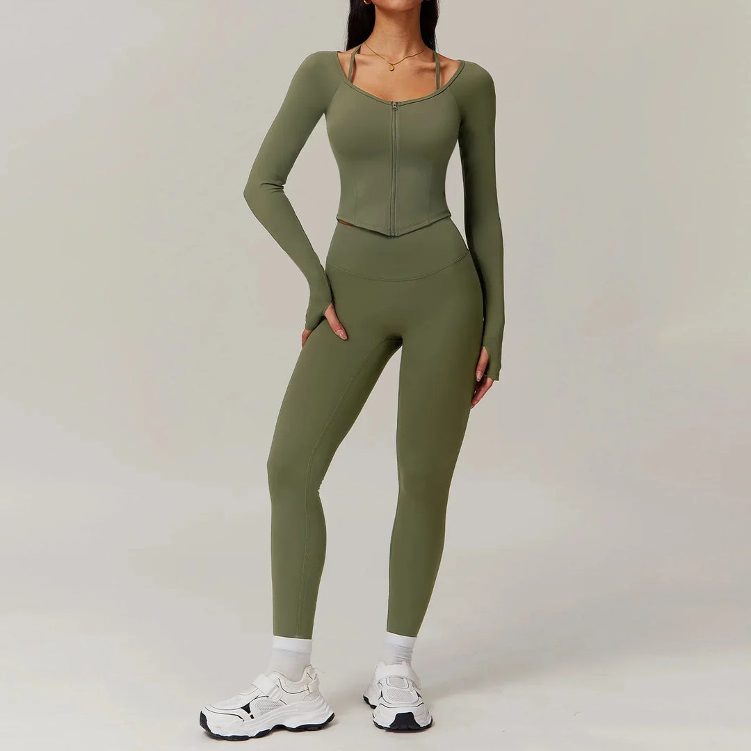 Ultimate Performance Gym Set - Stylish Leggings & Chic Long Sleeve Top