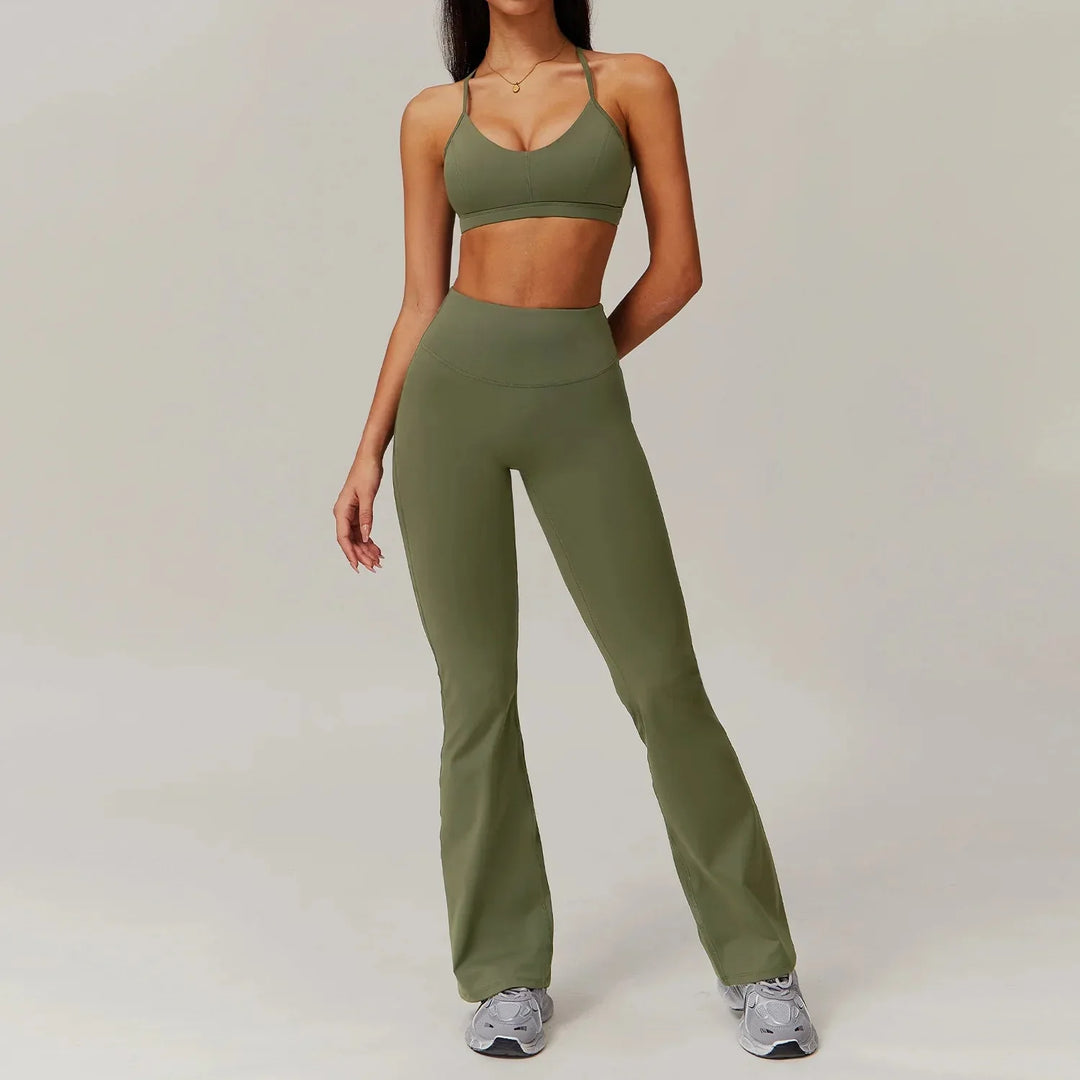 Elevate Your Workout: Stylish Flared Gym Set with Leggings and Top