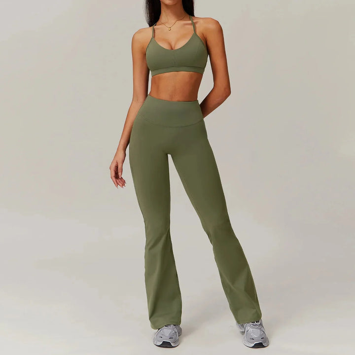 Elevate Your Workout: Stylish Flared Gym Set with Leggings and Top