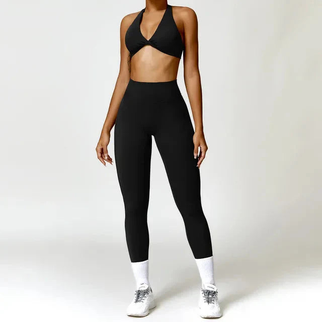 Chic Glam Flow Yoga Ensemble - Leggings & Stylish Top