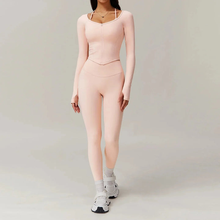Ultimate Performance Gym Set - Stylish Leggings & Chic Long Sleeve Top