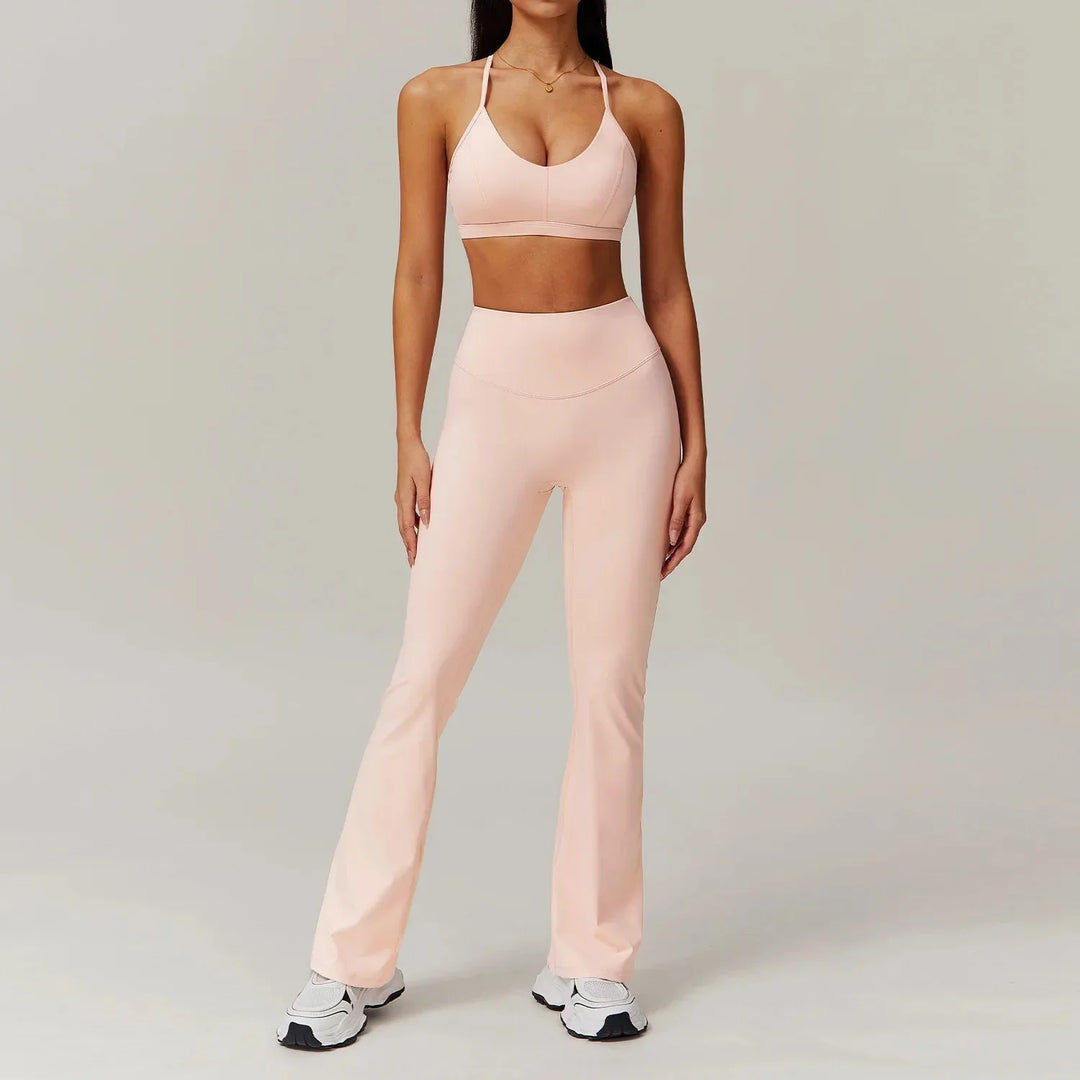 Elevate Your Workout: Stylish Flared Gym Set with Leggings and Top