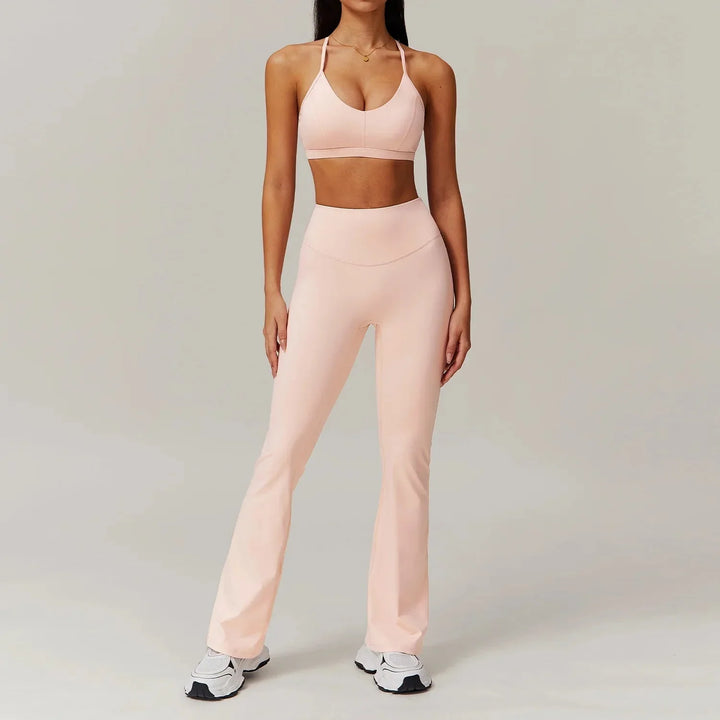 Elevate Your Workout: Stylish Flared Gym Set with Leggings and Top