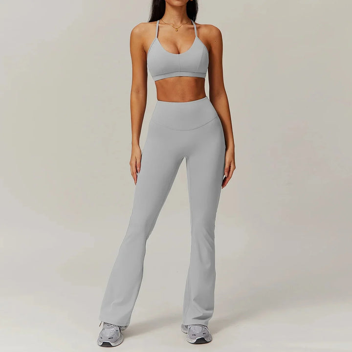 Elevate Your Workout: Stylish Flared Gym Set with Leggings and Top