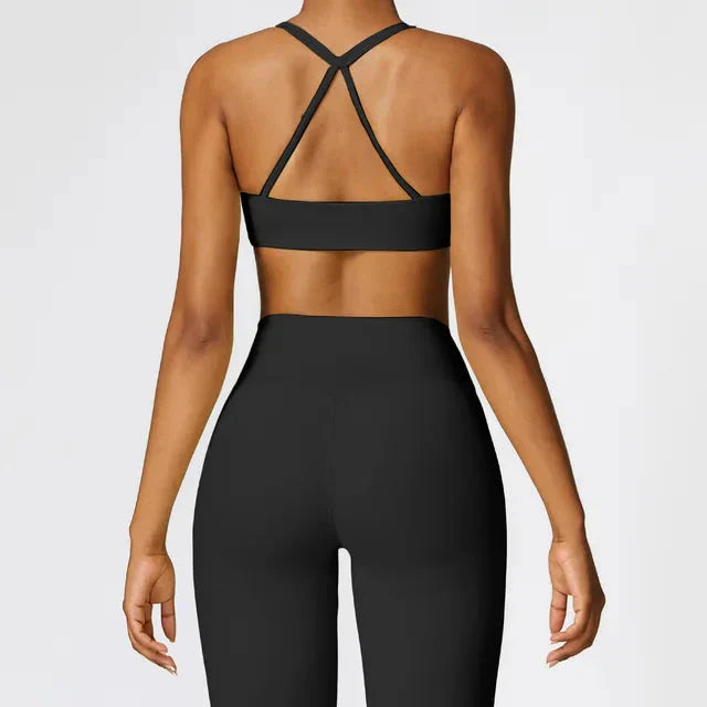 Enchanting Cross Back Activewear Set - Stylish Leggings & Top Combo