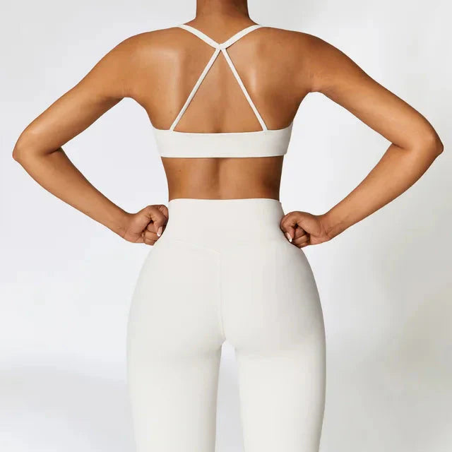 Enchanting Cross Back Activewear Set - Stylish Leggings & Top Combo