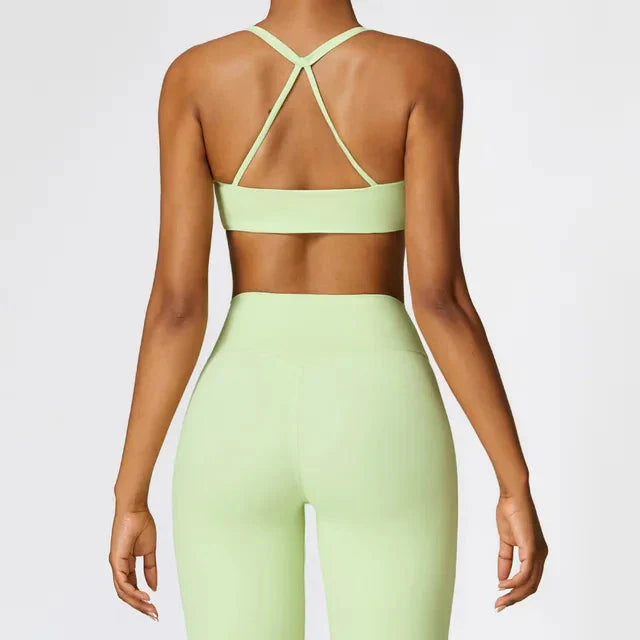 Enchanting Cross Back Activewear Set - Stylish Leggings & Top Combo