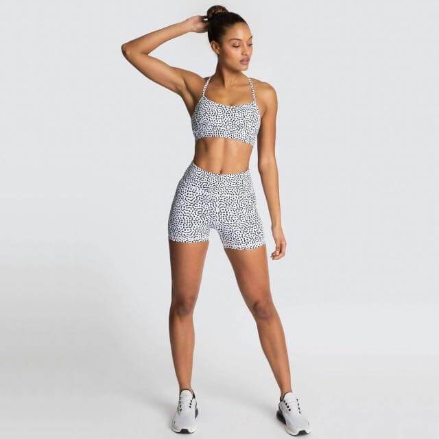 Chic Speckle Gym Set - Stylish Tops & Shorts Combo